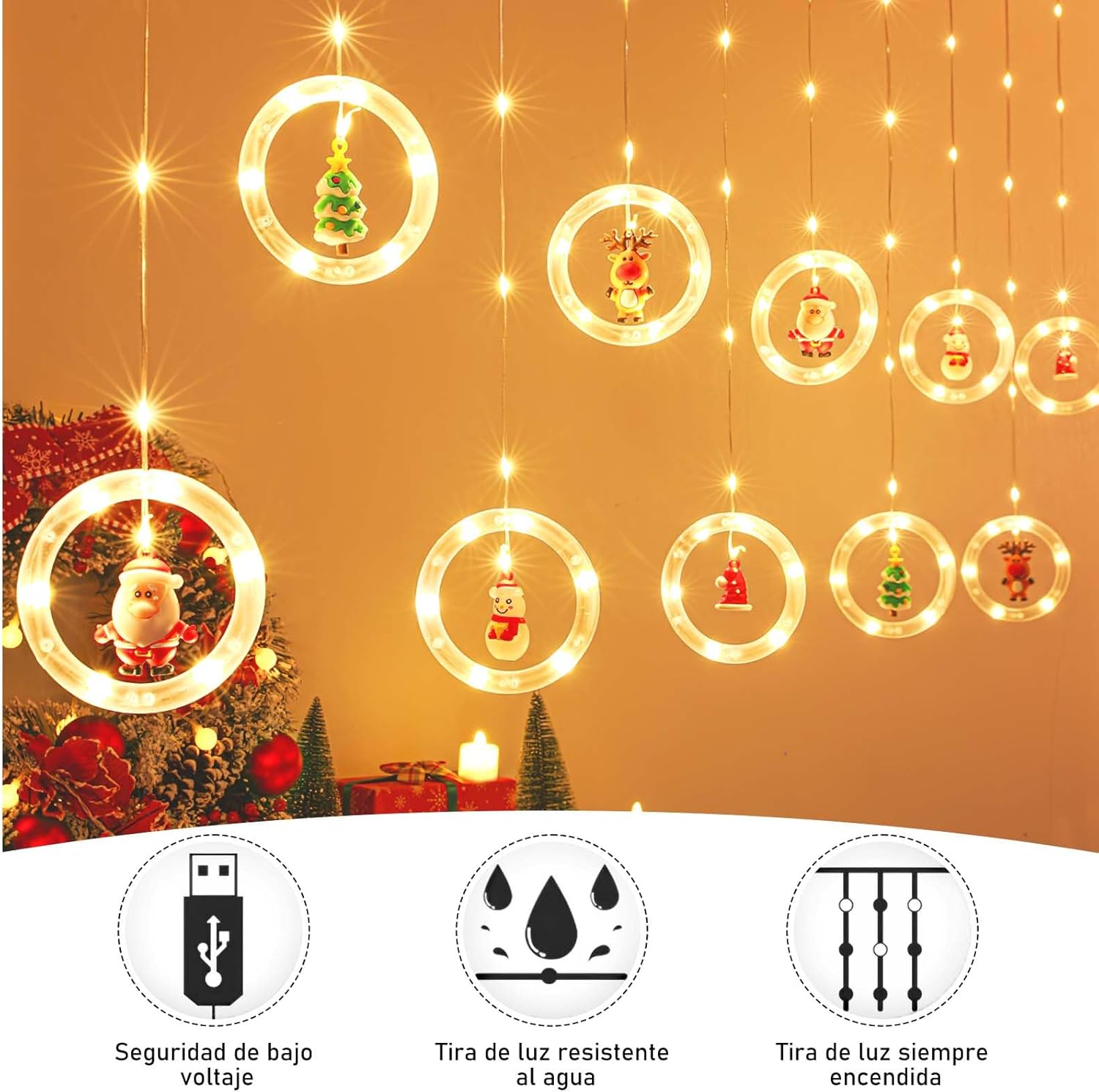 Serie De Luz Led 3 Metros Adorno Navideño